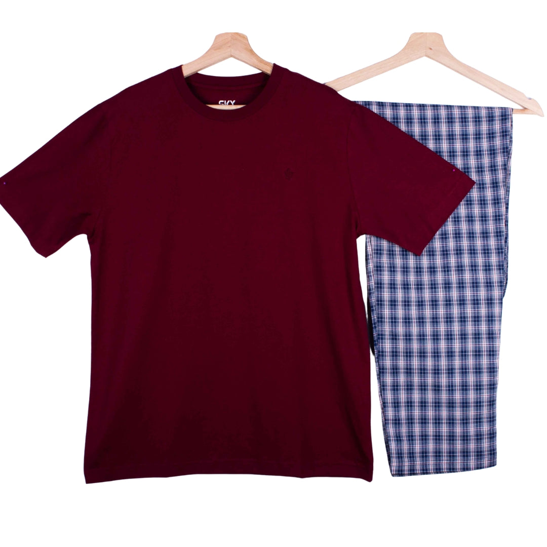 Maroon Blue Classic Plaid Check