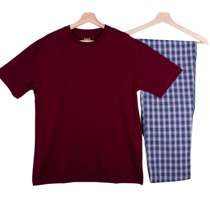 Maroon Blue Classic Plaid Check