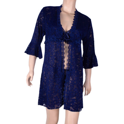 Leya Navy 3-Piece Lace Lingerie Set