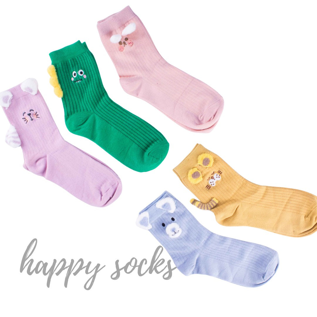 Minty Monster - 3D Ear Details Cotton Socks