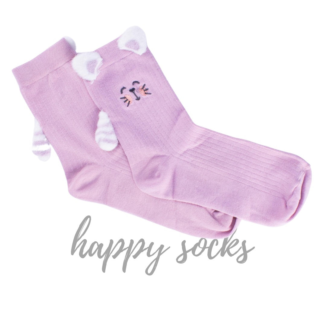 Lilac Whiskers - 3D Ear Details Cotton Socks