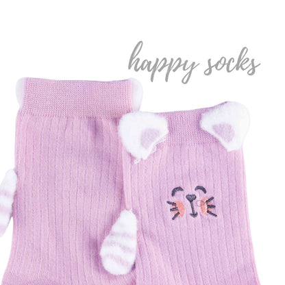 Lilac Whiskers - 3D Ear Details Cotton Socks