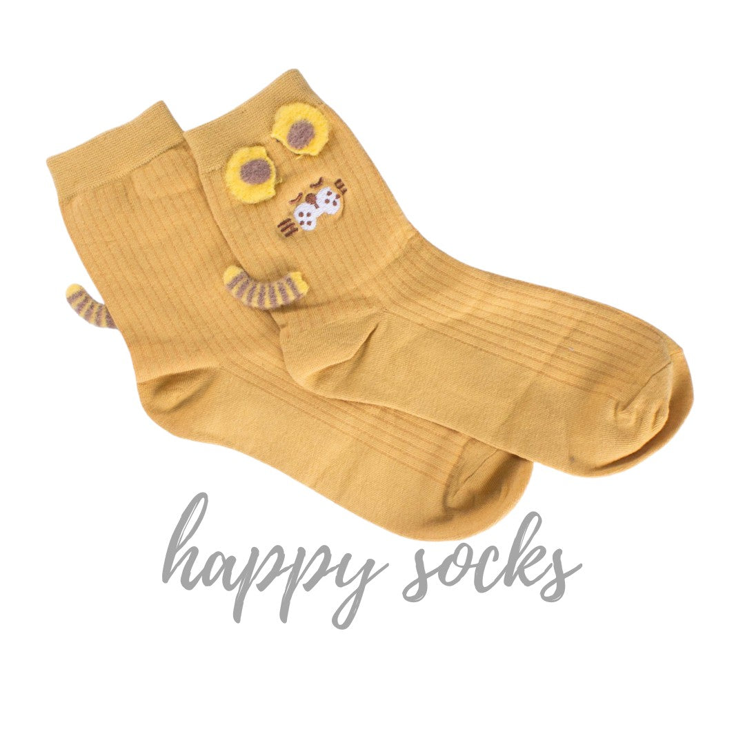 Brown Meowgic - 3D Ear Details Cotton Socks