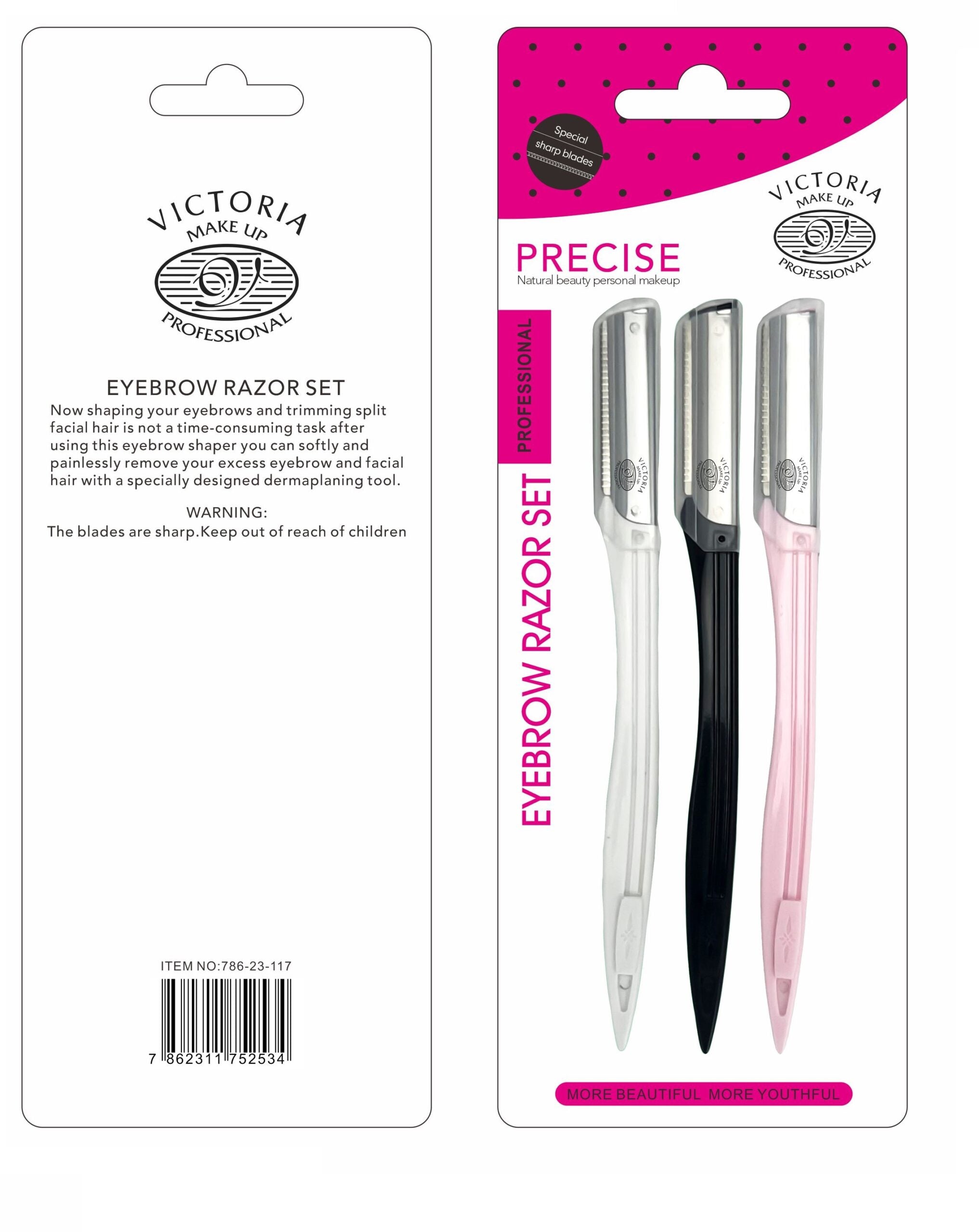 Victoria Eybrow Razor Steel - 3pcs Set