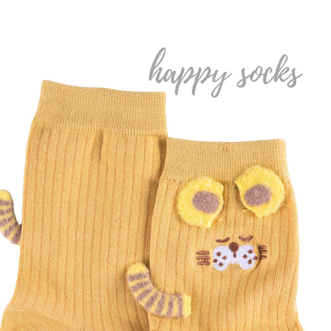 Brown Meowgic - 3D Ear Details Cotton Socks