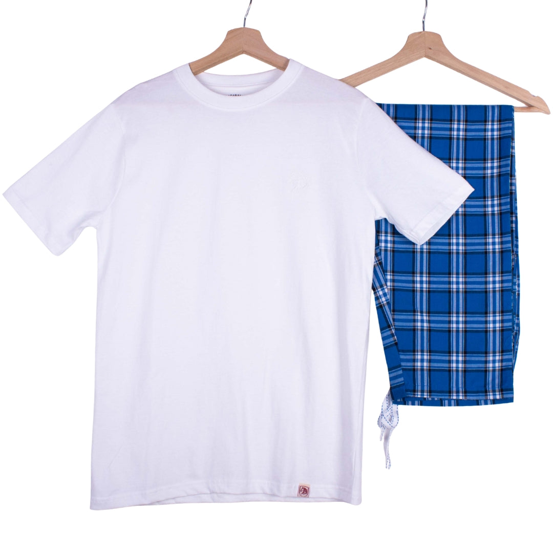 White Royal Blue Tartan Plaid