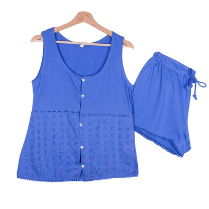 Blue Eyelet Cute Shorts