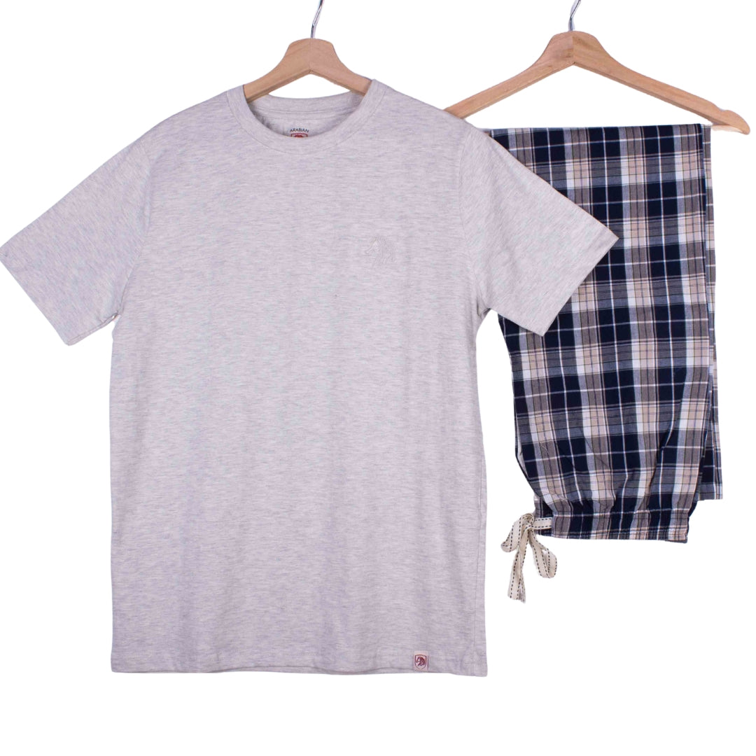 Heather Grey Navy Sand Tartan Pajamas