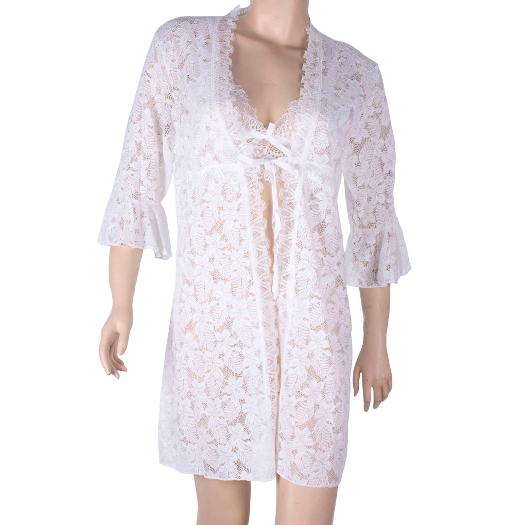 Leya White 3-Piece Lace Lingerie Set