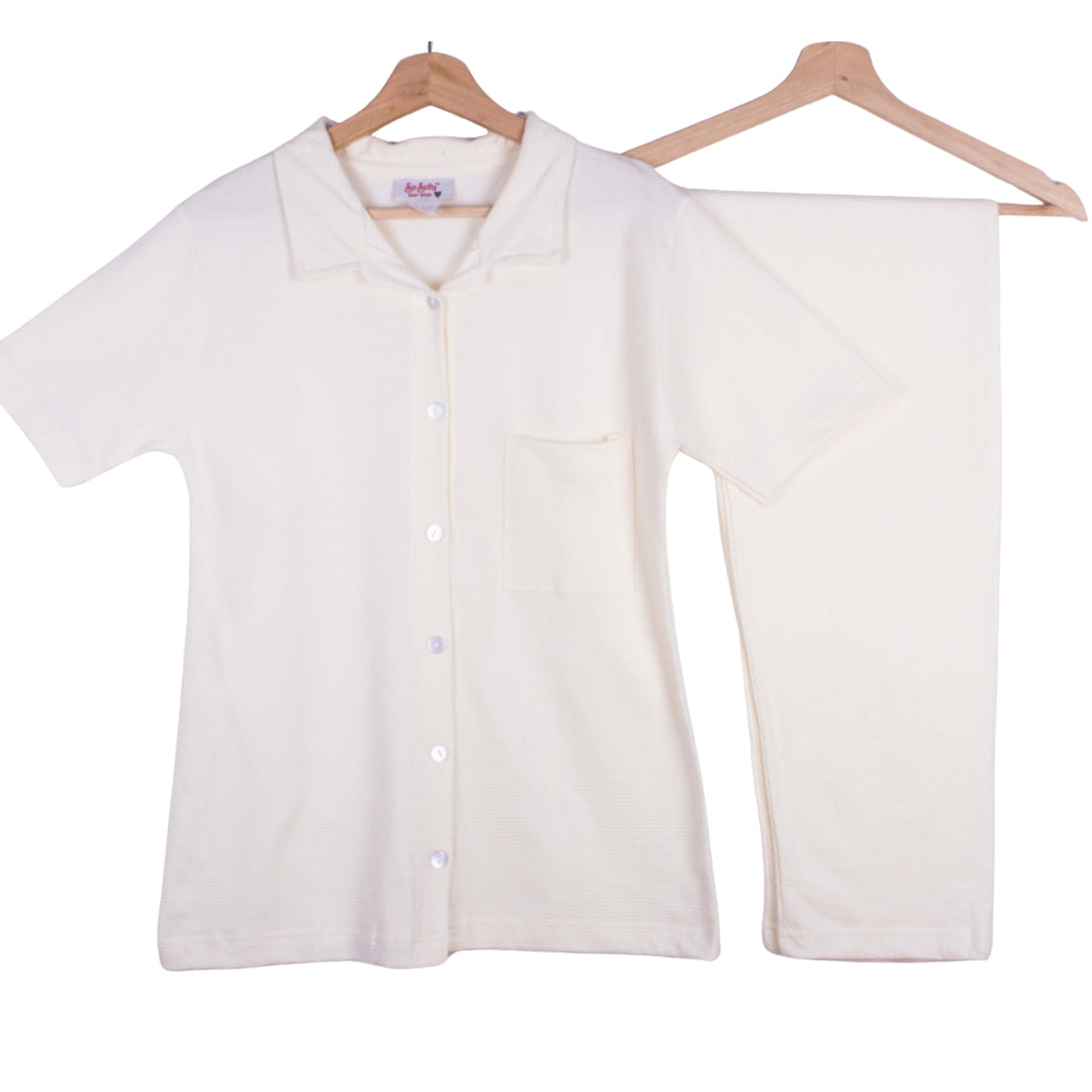 Cream Classy Plain Ribbed 100% Cotton