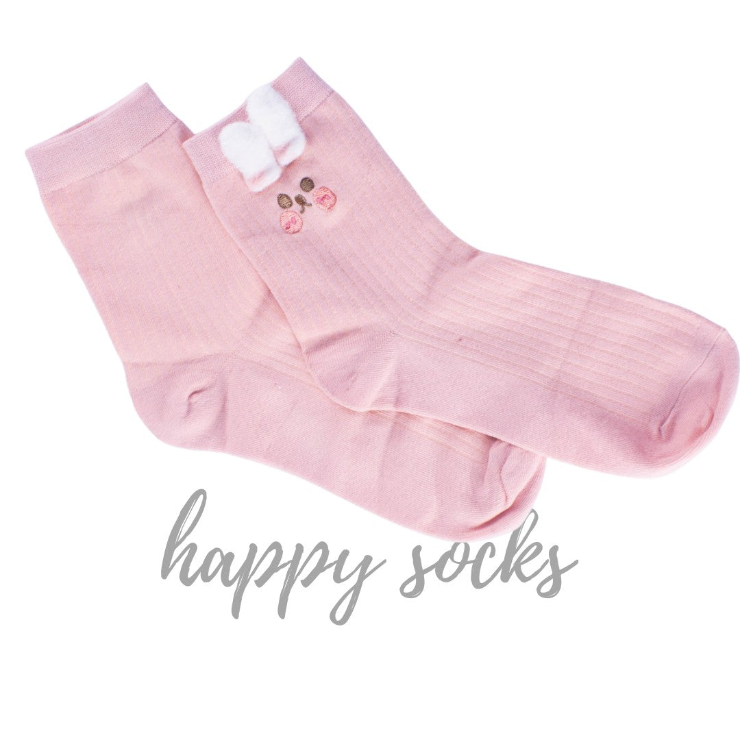 Peach Puff Pup - 3D Ear Details Cotton Socks