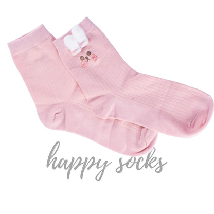 Peach Puff Pup - 3D Ear Details Cotton Socks