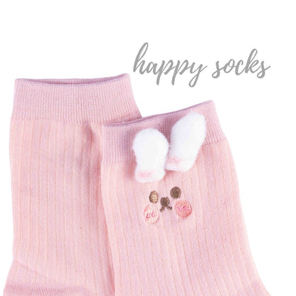 Peach Puff Pup - 3D Ear Details Cotton Socks