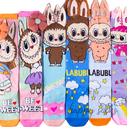 Light Blue Cloudy Labubu - 3D Adorable Cotton Socks