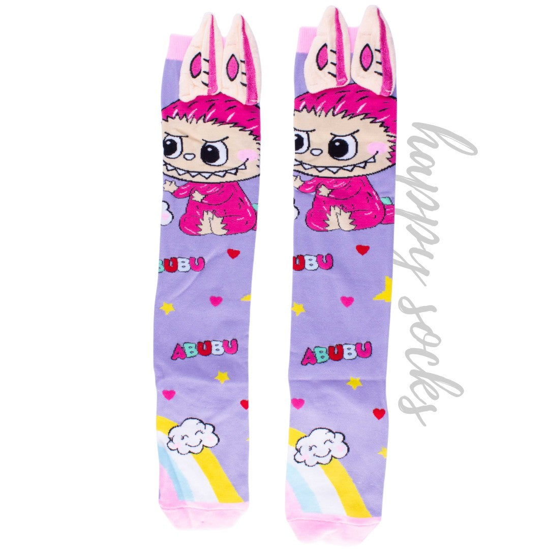 Rainbow Mischief Labubu - 3D Adorable Cotton Socks