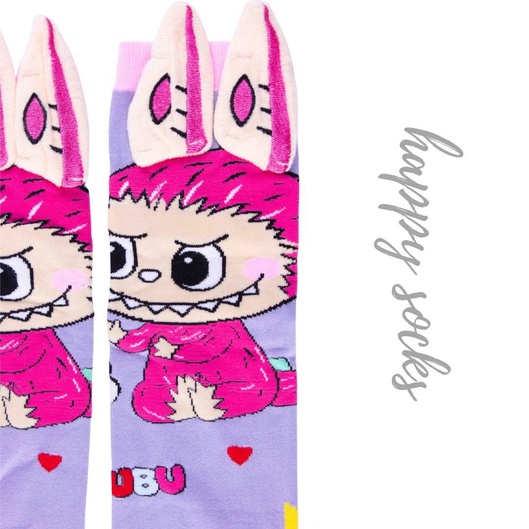 Rainbow Mischief Labubu - 3D Adorable Cotton Socks
