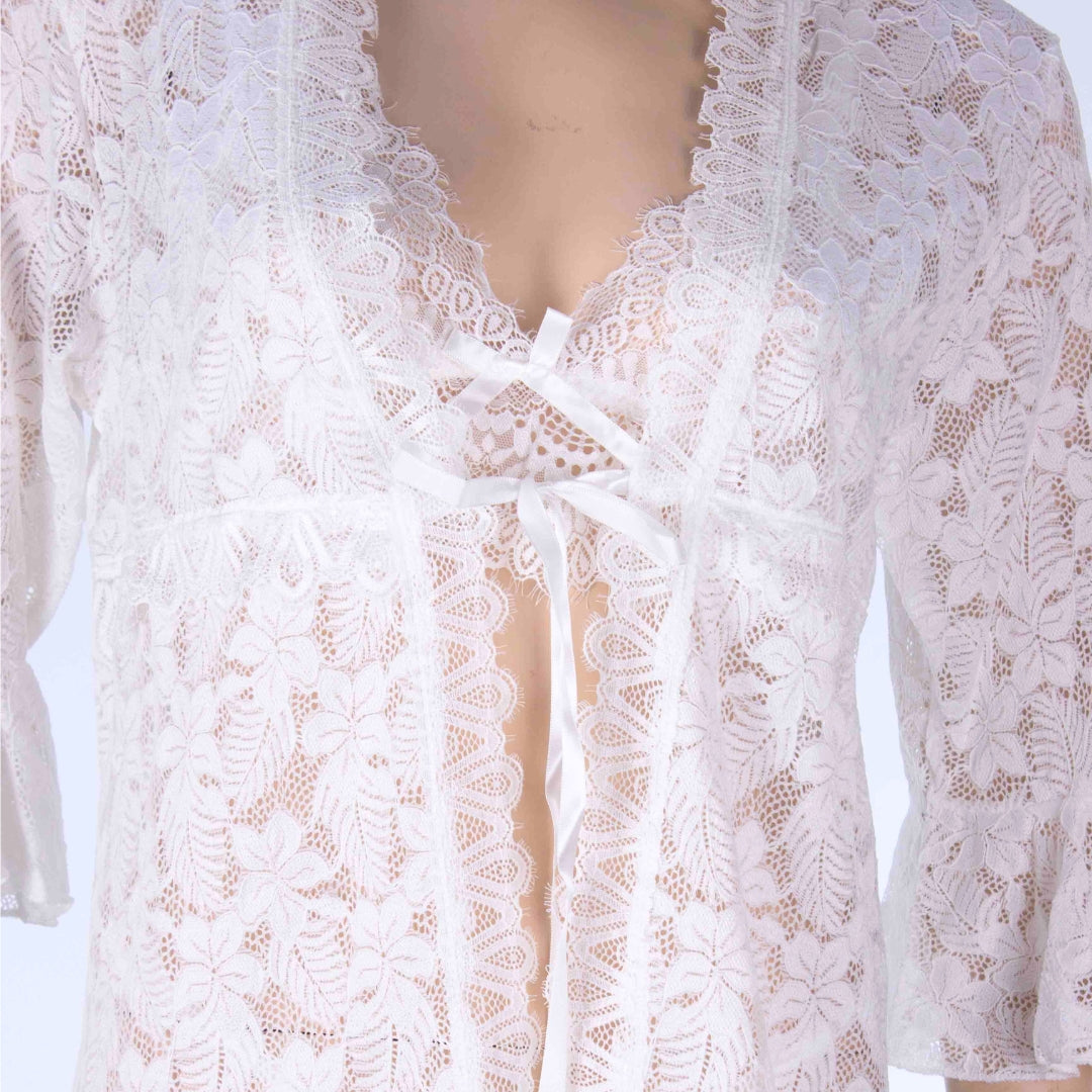 Leya White 3-Piece Lace Lingerie Set