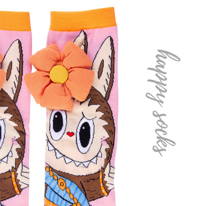 Morning Stroll Labubu - 3D Adorable Cotton Socks