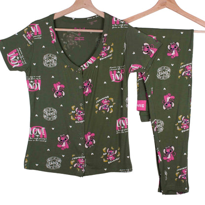 Military Green Love Stitch Soft Cotton
