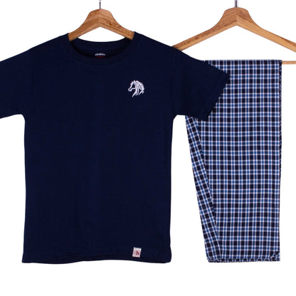 Navy Tee Blue Gingham Pajamas