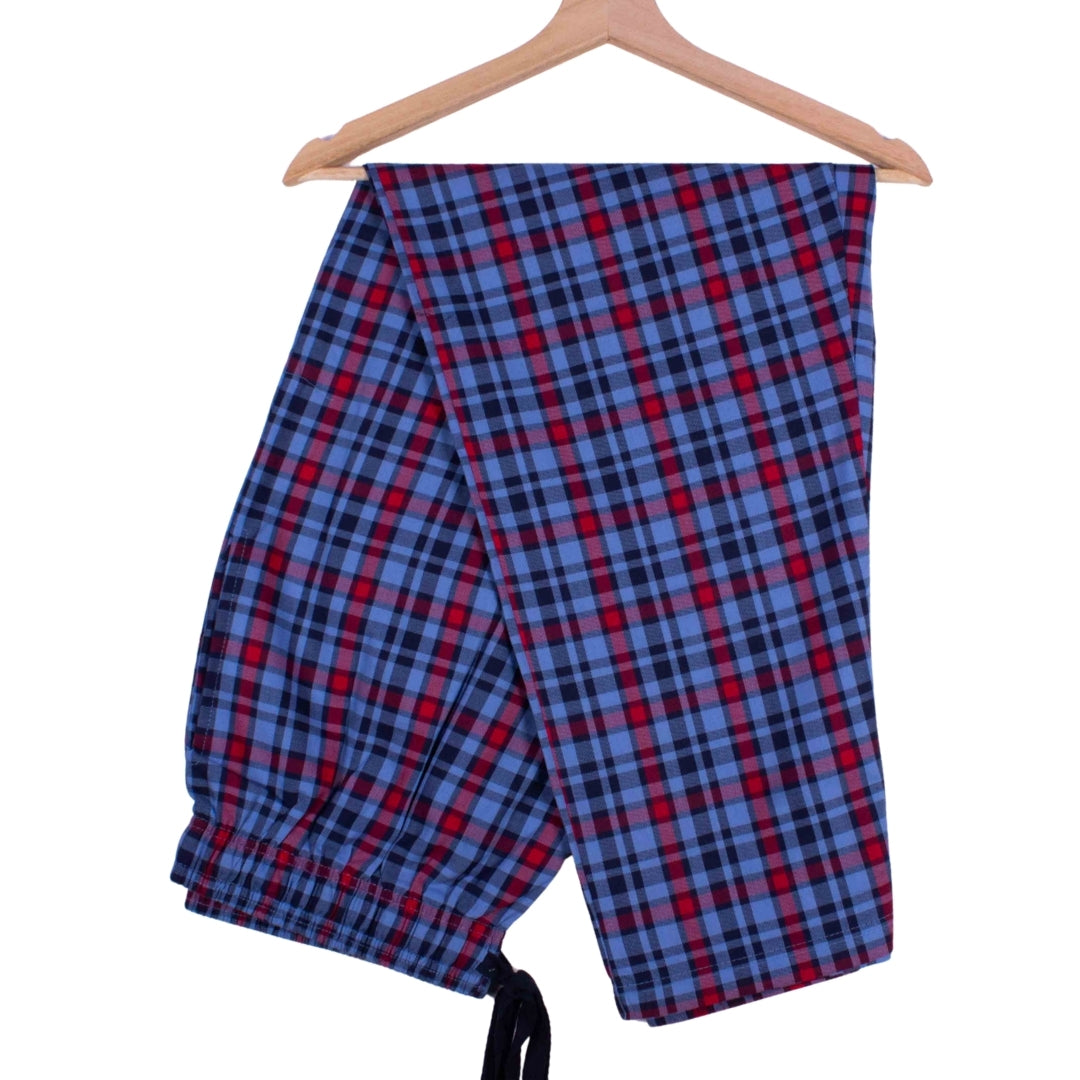 Blue and Red Plaid Polyester
