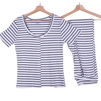 Ivory Navy Stripes