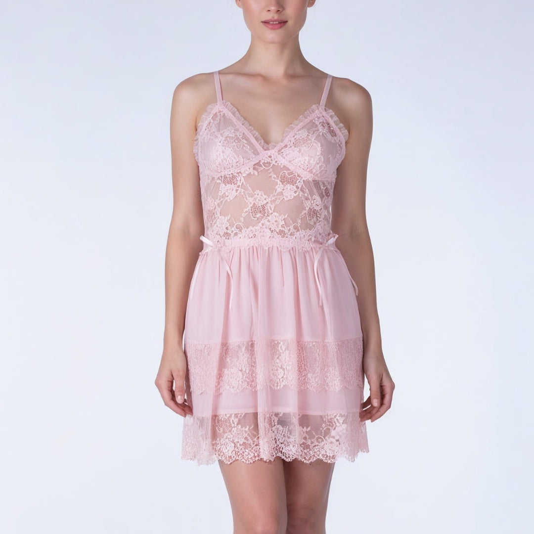 Lila Pink Lace Babydoll