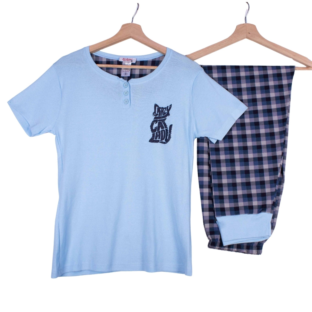 Powder Blue Crazy Cat Lady